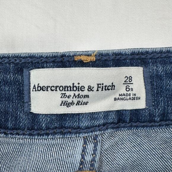 Abercrombie & Fitch Jeans Womens 28 Blue Mom High Rise Straight Leg Denim Medium - Picture 3 of 11